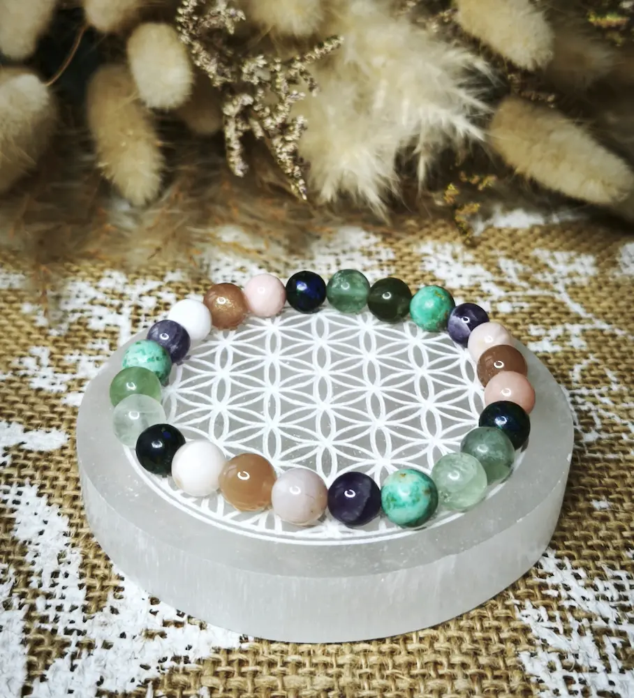 bracelet chemin de vie en pierres naturelles de lithothérapie, 100% personnalisé et unique avec la numérologie