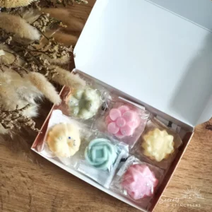 fondants parfumés avec cire végétale de soja et fragrance de Grasse, fabriqué en Occitanie, dans l'Aude, à Saint Marcel sur Aude près de Narbonne