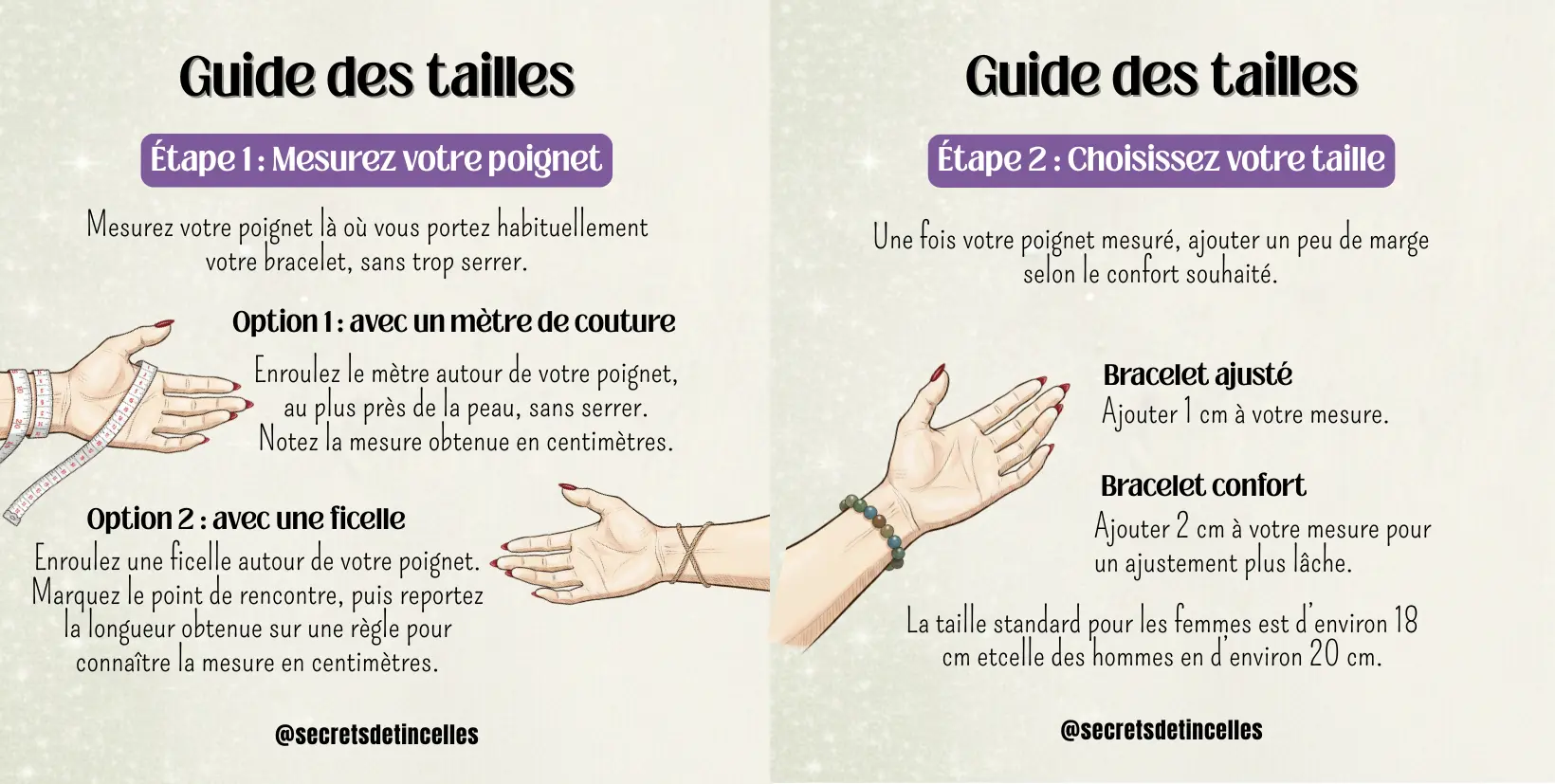 Guide des tailles bracelets