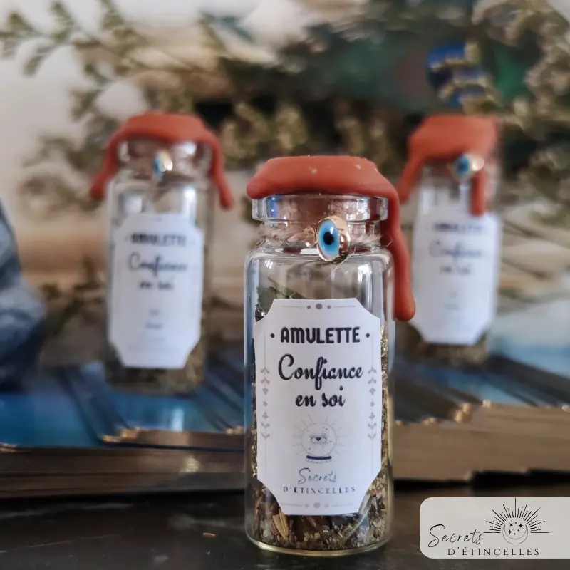 spell jar, amulette d'intention porte bonheur rituels, thématique Confiance en soi