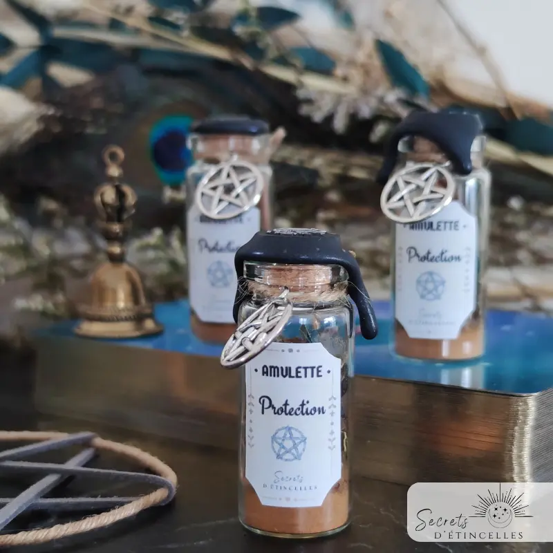 spell jar, amulette d'intention porte bonheur rituels, thématique Protection