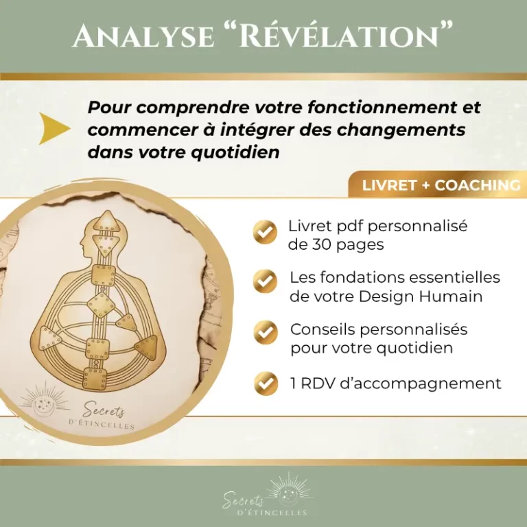 analyse livret et coaching révélation Design Humain par Sophie analyste et coach en Design Humain à Narbonne, Aude, Occitanie