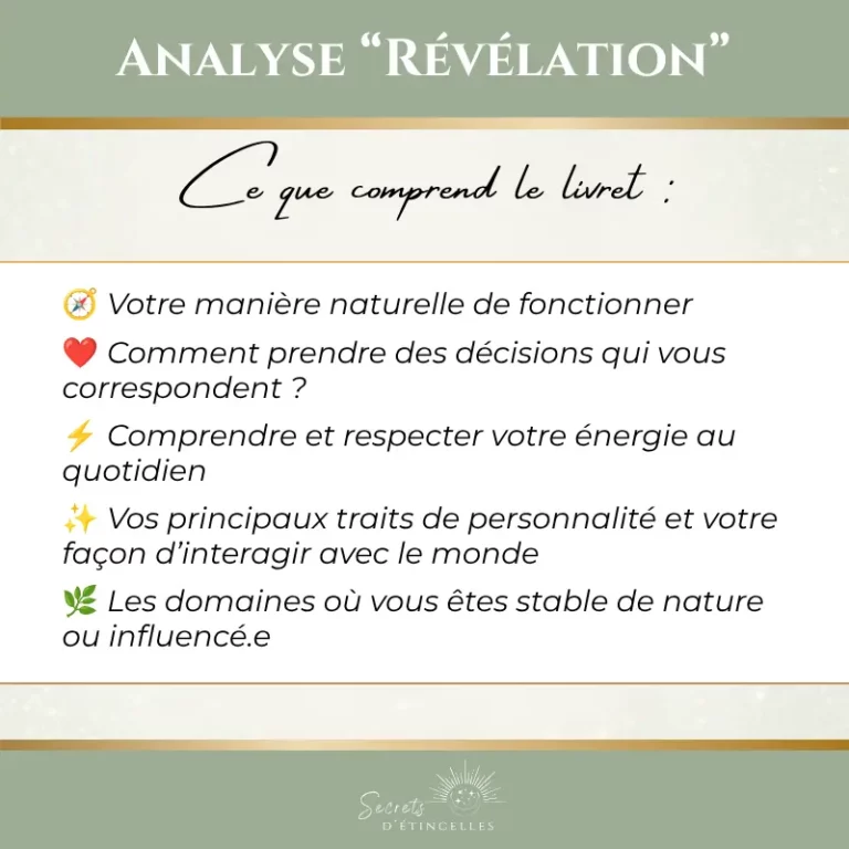analyse livret et coaching révélation Design Humain par Sophie analyste et coach en Design Humain à Narbonne, Aude, Occitanie
